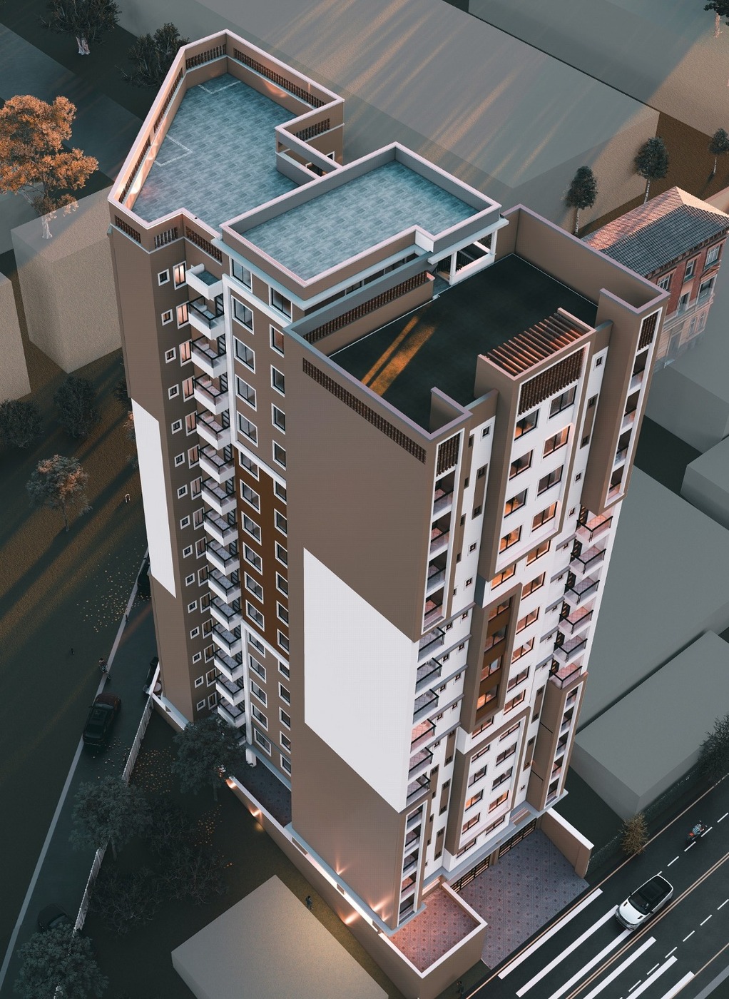 Agoi Heights residential tower — aerial render