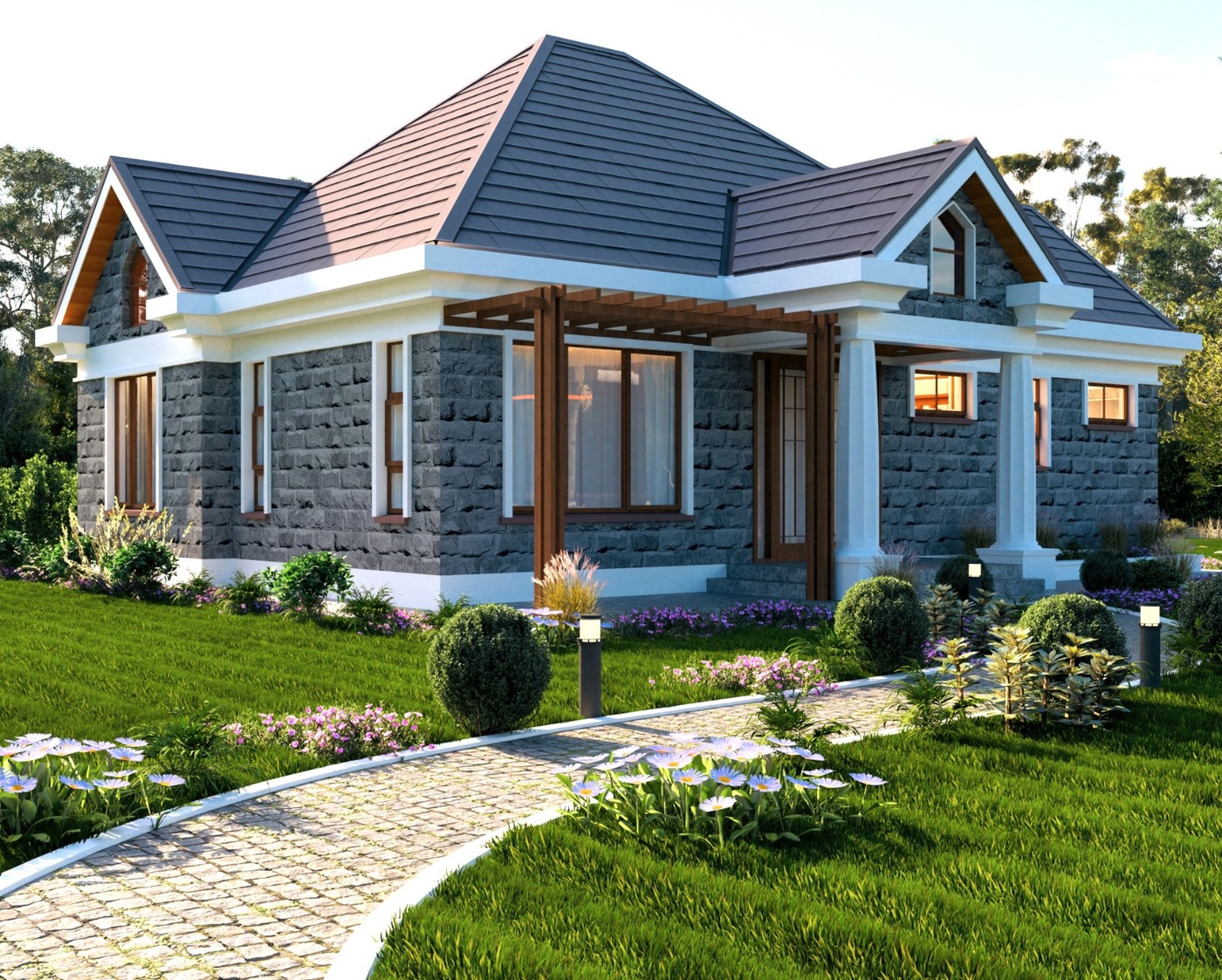 Stone bungalow with garden